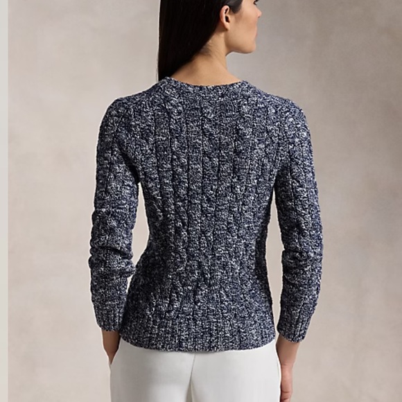Polo Ralph Lauren Cable Knit Marled Ragg Cotton Crewneck Sweater - Picture 4 of 16